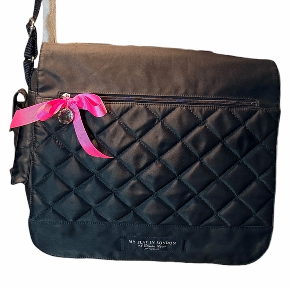 ABFAB "MY FLAT IN LONDON" BLACK QUILTED NYLON MESSENGER BAG (VGUC) - Picture 3 of 15